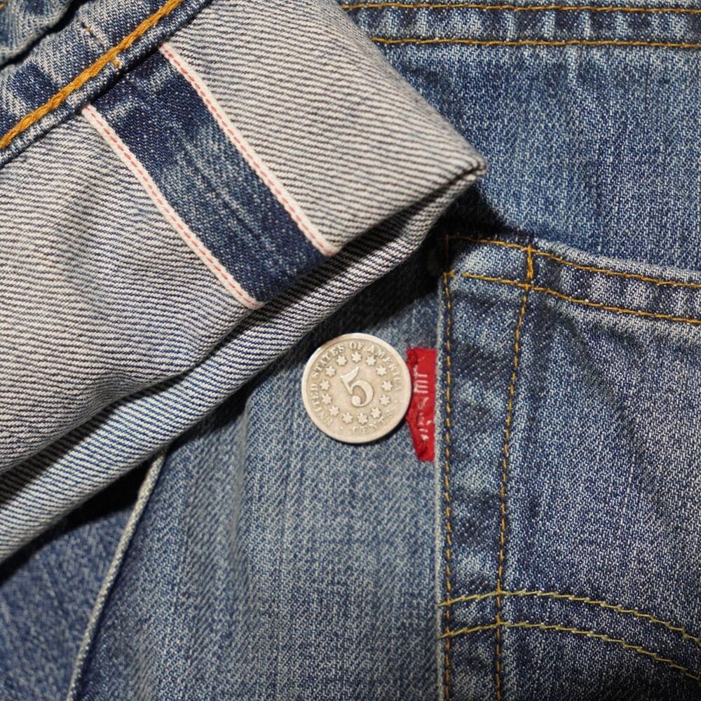 50s Model Levis LVC Selvedge Jeans Mens W32 Button Fly Red Line Selvage Vintage